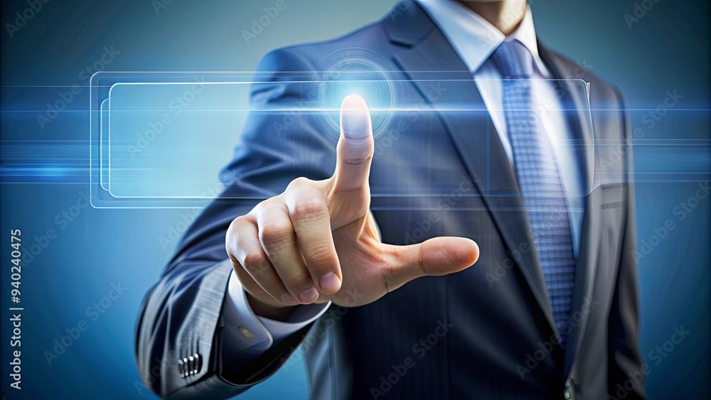 Artificial intelligence concept with human hand touching virtual interface, AI, technology, innovation, machine learning