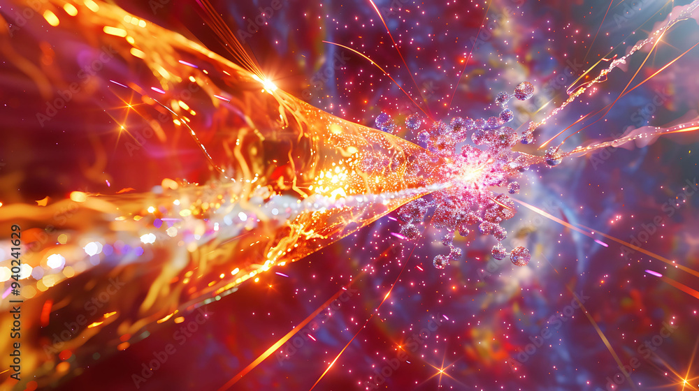 Detailed illustration of electronpositron annihilation creating photons in a highenergy experiment Detailed illustration of electronpositron annihilation creating photons in a highenergy experiment