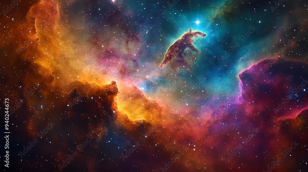 Colorful Nebula Space Background with Stars Colorful Nebula Space Background with Stars