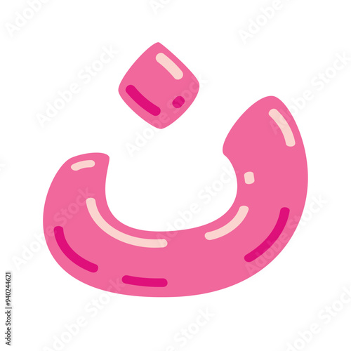 Nun letter vector illustration, colorful hijaiyah letter of arabic alphabet, letter nun clip art in cute cartoon style, isolated on white background