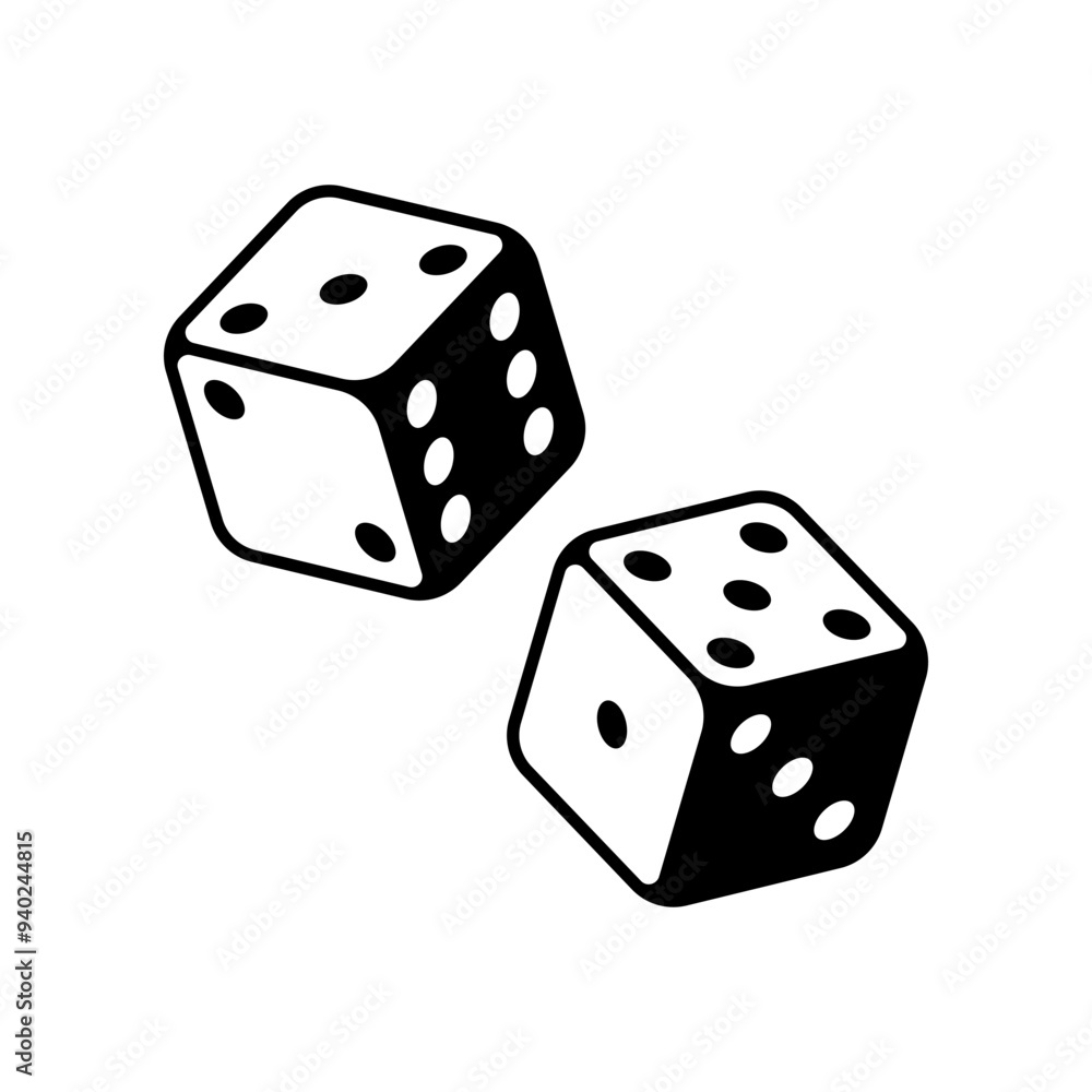 Two dice cubes icon isolated on white background Two dice cubes icon isolated on white background