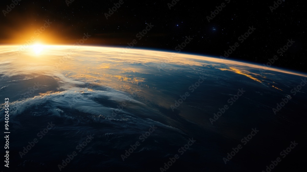 Fototapeta premium The earth view from space view sunrise view earth planet space planet sunrise planet earth.