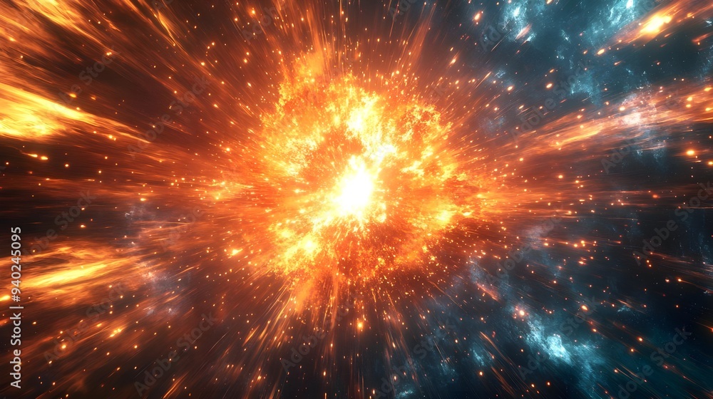 Cosmic Explosion - Fiery Nebula Background Cosmic Explosion - Fiery Nebula Background