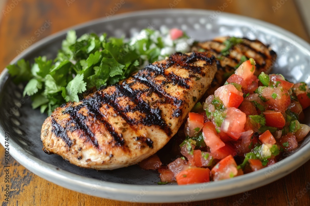Grilled Chicken Breast with Tomato Salsa and Cilantro Grilled Chicken Breast with Tomato Salsa and Cilantro