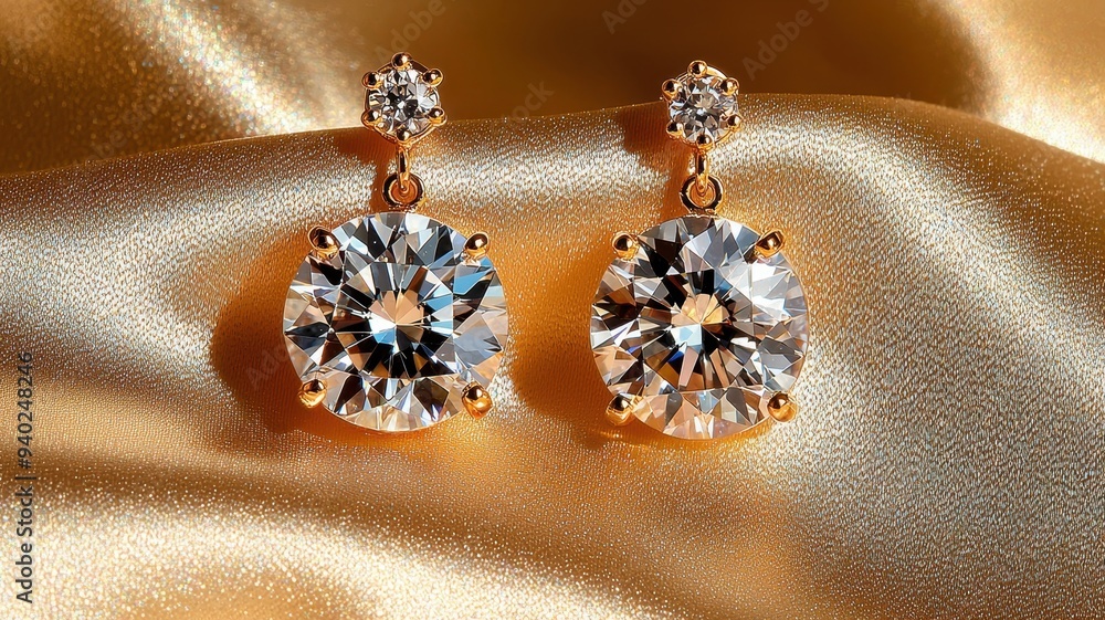 Elegant gold earrings adorned with sparkling crystals, perfect for adding glamour to any outfit. Elegant gold earrings adorned with sparkling crystals, perfect for adding glamour to any outfit.