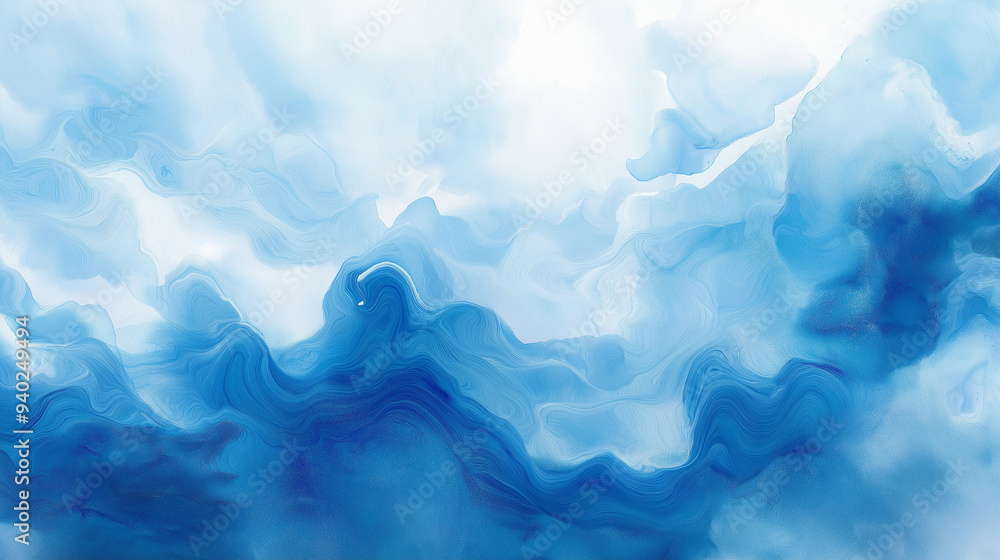 Soft Flowing Waves in Blue Watercolor Shades Soft Flowing Waves in Blue Watercolor Shades