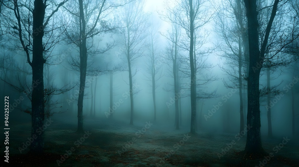 Mysterious Foggy Forest Path Mysterious Foggy Forest Path
