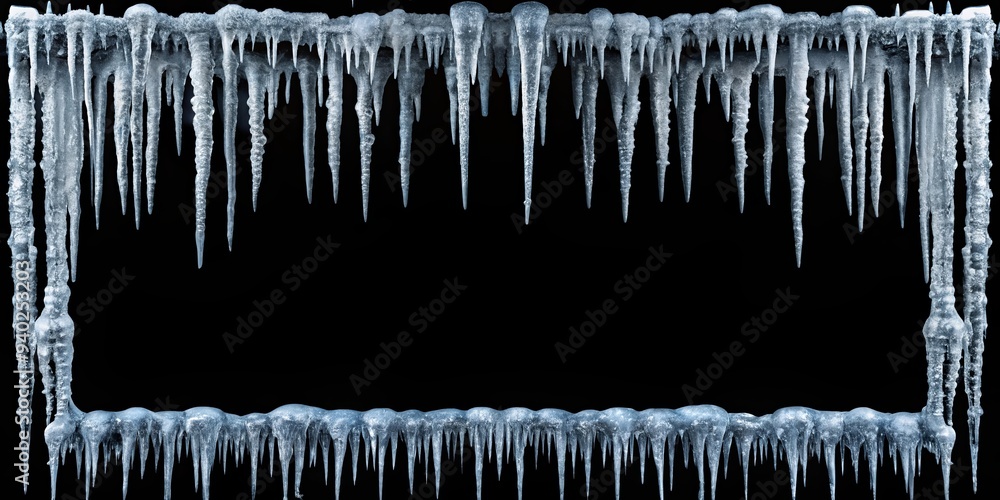 Frozen icicles frame isolated on black background , frozen, icicles, frame, isolated, black background, winter, cold, ice,sharp Frozen icicles frame isolated on black background , frozen, icicles, frame, isolated, black background, winter, cold, ice,sharp