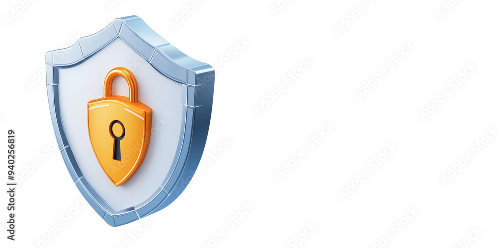 Shield with Lock Icon - Security, Protection, Safety Concept Shield with Lock Icon - Security, Protection, Safety Concept