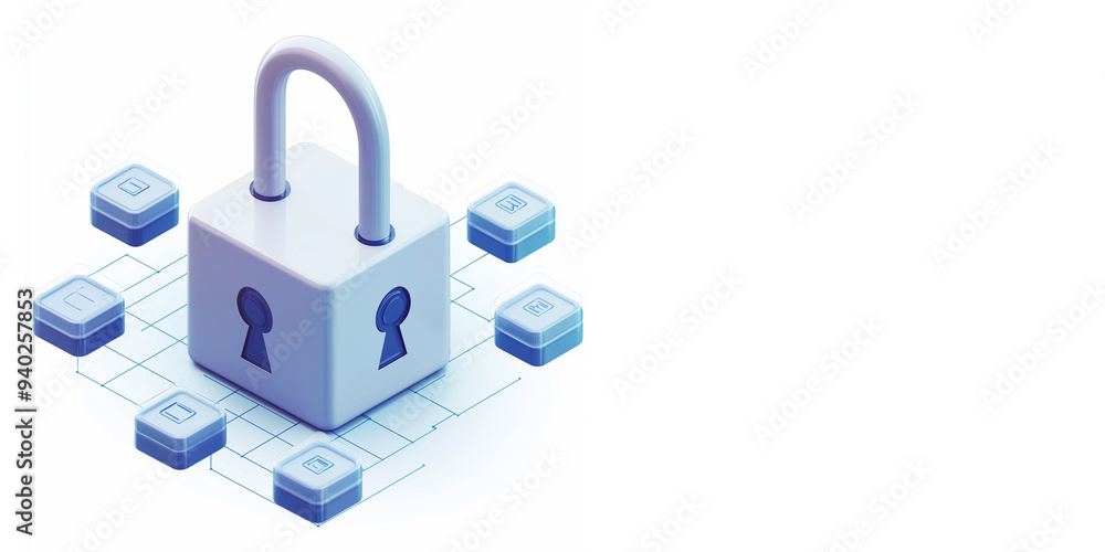 Cybersecurity with a 3D Lock and Key Concept Cybersecurity with a 3D Lock and Key Concept