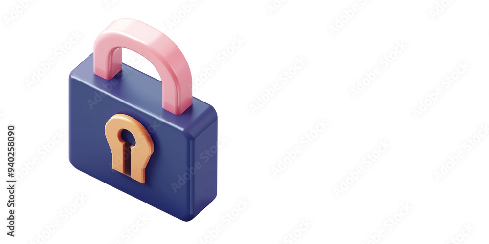 3D Render of a Padlock with Pink and Blue Colors 3D Render of a Padlock with Pink and Blue Colors