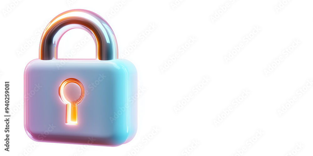 Neon Glowing Padlock Security Icon Neon Glowing Padlock Security Icon