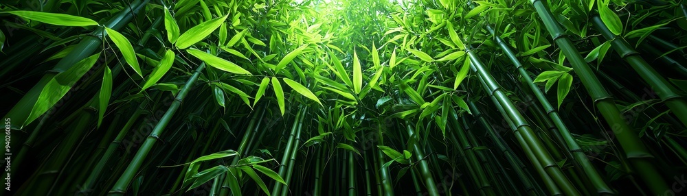 Naklejka premium A 3D Thai bamboo forest with soft lighting, symbolizing the natural landscapes of Thailand.