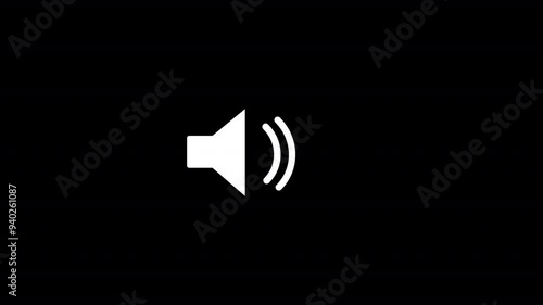 speaker icon animated on black background, Animation of speaker volume, Microphone,  sound Voice animated with speaker icon. 