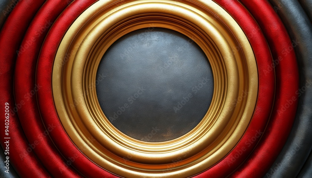 Golden and Red Frame Surrounding a Grey Circle Golden and Red Frame Surrounding a Grey Circle