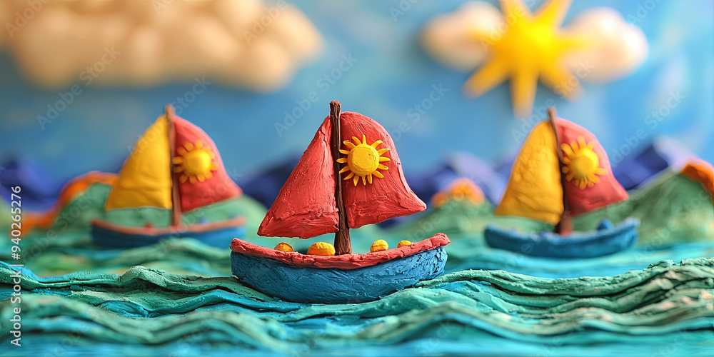 Sailing boats on the sea, generative AI Sailing boats on the sea, generative AI