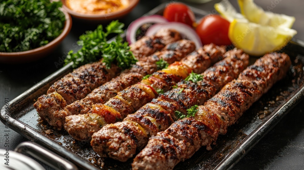 Durum kebab sliced on tray Durum kebab sliced on tray