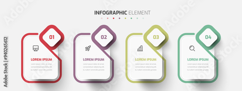 Vector Business Infographic Template with White Label 4 sections Good for Presentation