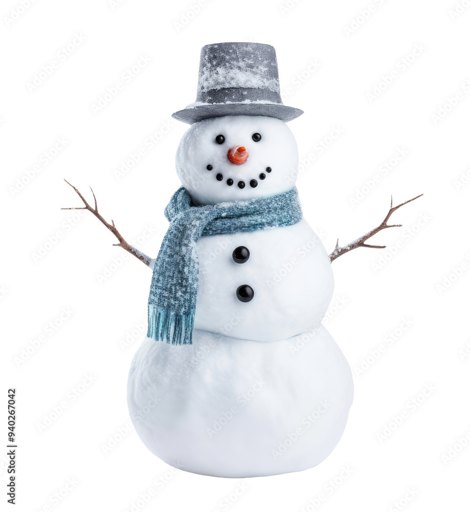 Snowman with hat isolated on transparent background Snowman with hat isolated on transparent background