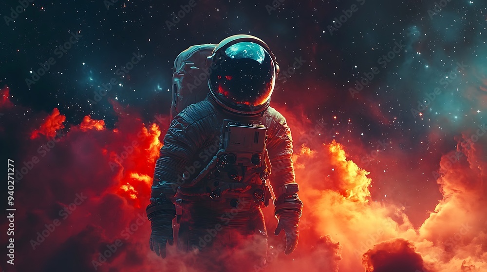 Astronaut in a Cosmic Cloudscape Astronaut in a Cosmic Cloudscape