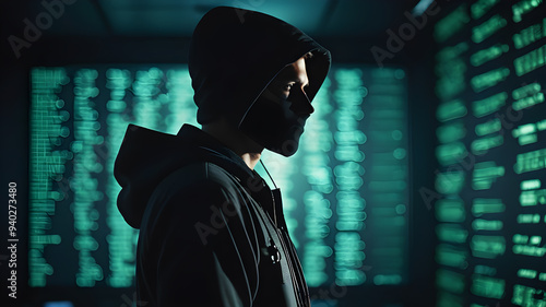 Computer hacker stealing data concept for network security, cyber attack or ransomware