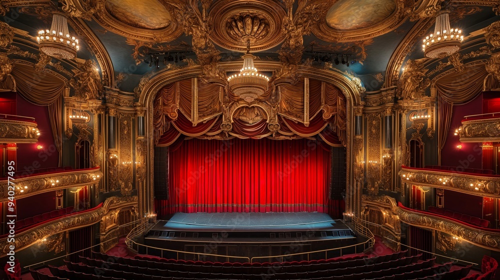 Obraz premium luxury theater with golden details and charming view