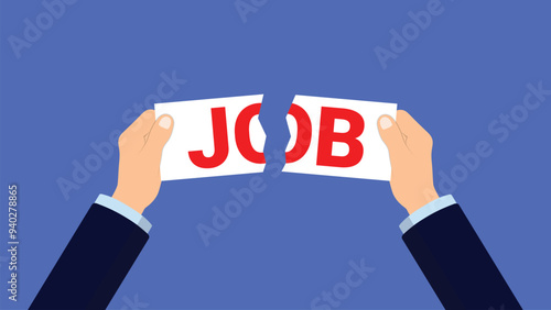 Hand tear job text paper perfect for unemployment concept