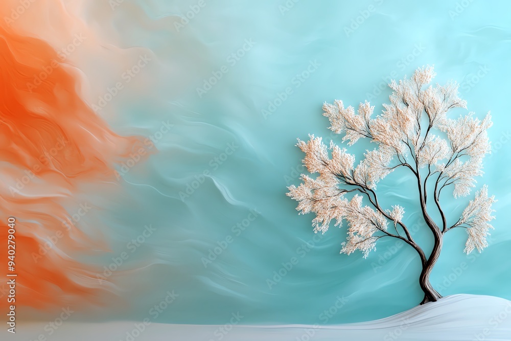 A sad willow tree depicted in a soft, pastel color palette, with its branches flowing gracefully against a light, serene background A sad willow tree depicted in a soft, pastel color palette, with its branches flowing gracefully against a light, serene background