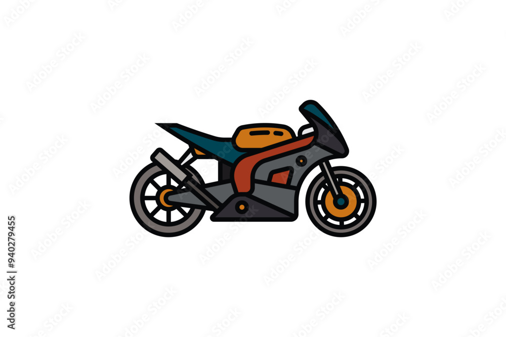 Original vector illustration. The contour icon of a racing sports motorcycle. Superbike. Original vector illustration. The contour icon of a racing sports motorcycle. Superbike.
