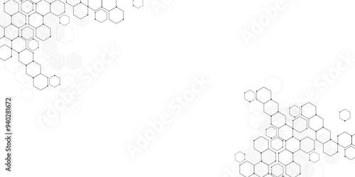 Vector white technology hexagon background., Vector illustration of hexagons pattern. Geometric abstract background with simple hexagonal elements.