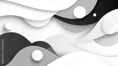 Stylish greywhite abstract background features smooth flowing lines, enhancing any modern design or art project. photo