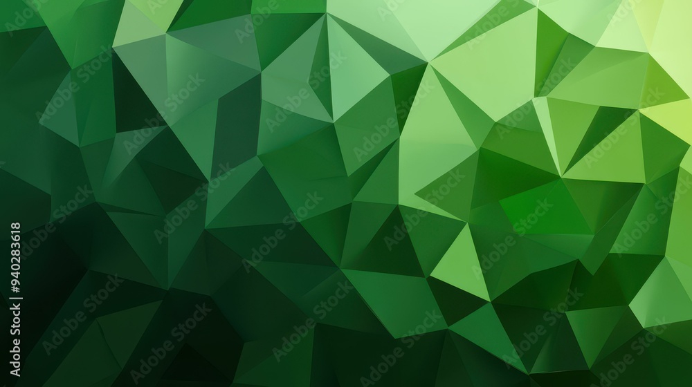 Explore a vibrant abstract design of green polygons, blending modern flat illustrations with a textured cartoon style. Explore a vibrant abstract design of green polygons, blending modern flat illustrations with a textured cartoon style.