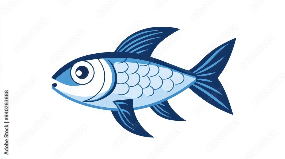 A sleek design of a fish swimming through calm waters, capturing simplicity with clean lines and minimalist style. A sleek design of a fish swimming through calm waters, capturing simplicity with clean lines and minimalist style.