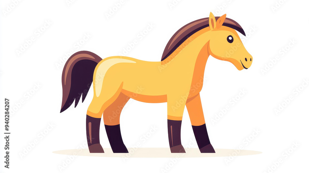 Fototapeta premium A sleek, modern flat vector illustration of a horse in side profile, perfect for educational use and animalthemed design projects.