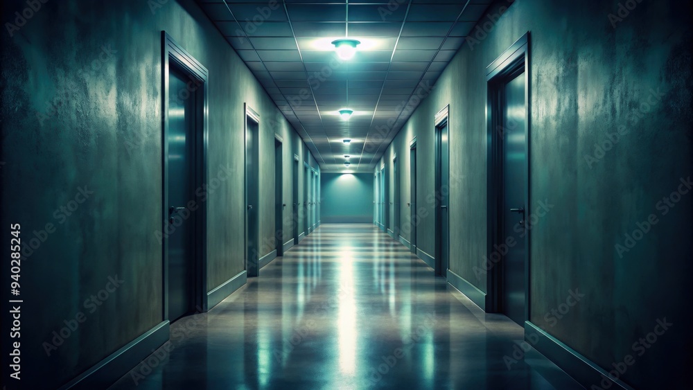 Eerie corridor with shadows and dim light, haunting, ominous, corridor, dread, mystery, shadows, dim light, spooky Eerie corridor with shadows and dim light, haunting, ominous, corridor, dread, mystery, shadows, dim light, spooky