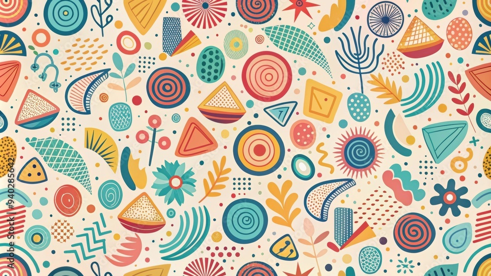 Colorful abstract shapes and lines on a light background, creating a playful and whimsical pattern , abstract, vibrant Colorful abstract shapes and lines on a light background, creating a playful and whimsical pattern , abstract, vibrant