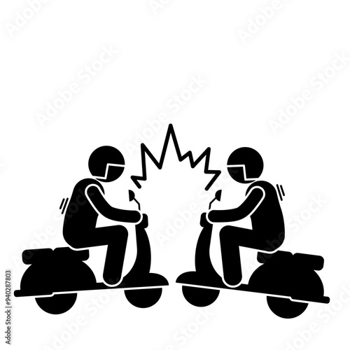 illustration of a scooter or motorbike collision icon, accident