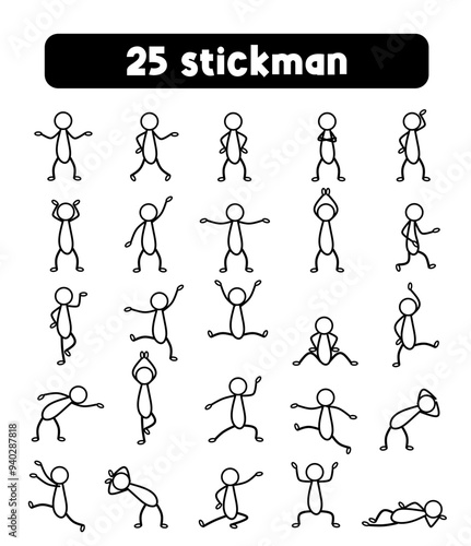 25 stickman set, pictogram, stick figure