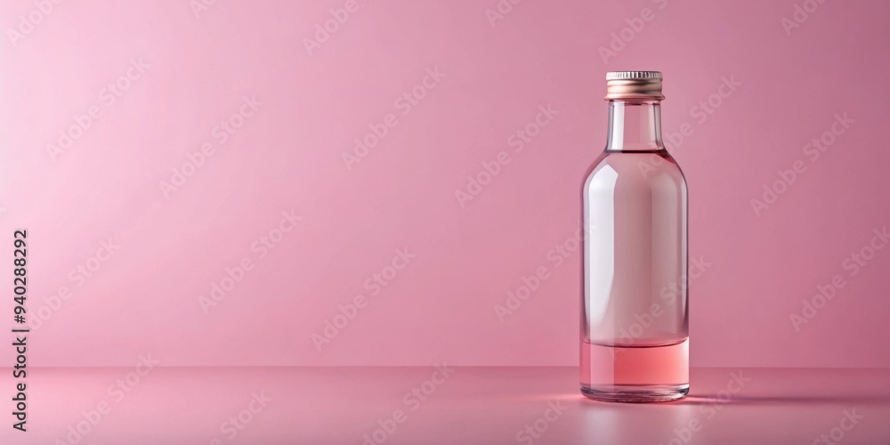 Pink glass bottle with blank label displayed on a pink background , pink, glass, bottle, blank label, pink background, Pink glass bottle with blank label displayed on a pink background , pink, glass, bottle, blank label, pink background,