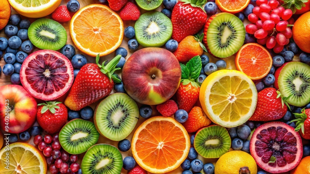 Close-up shots of assorted fruits arranged in vibrant, colorful patterns , fruits, photography, ideas, stock photo Close-up shots of assorted fruits arranged in vibrant, colorful patterns , fruits, photography, ideas, stock photo