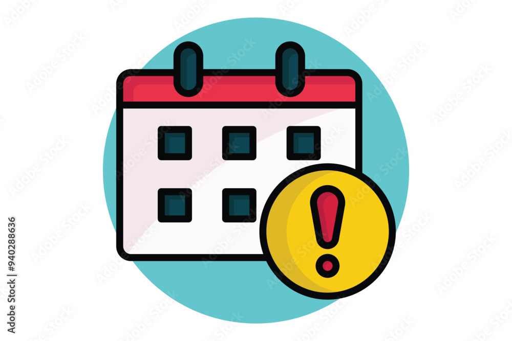 Deadline colored outline icon. calendar with warning. icon related to efficiency. productivity elements vector illustration Deadline colored outline icon. calendar with warning. icon related to efficiency. productivity elements vector illustration
