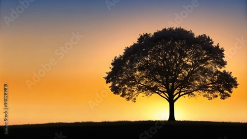 Wallpaper Mural Detailed isolated tree silhouette on background, majestic, tree, silhouette, detailed, isolated,background, nature, forest, woodland Torontodigital.ca
