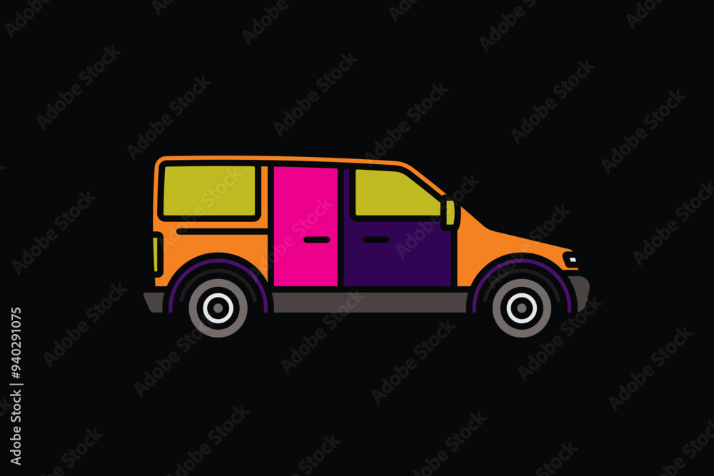 Original vector illustration. A passenger car. A contour icon.