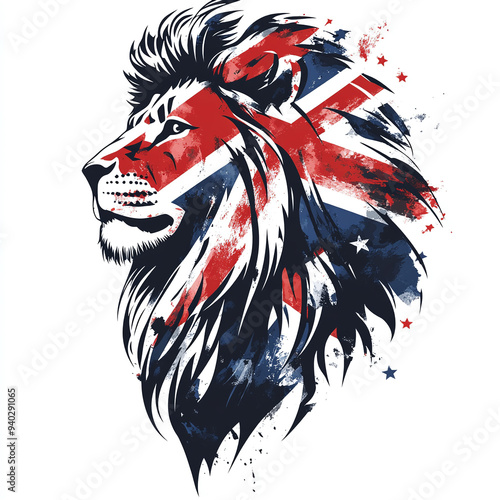 Wallpaper Mural Grunge Lion Head Illustration with British Flag Overlay Torontodigital.ca