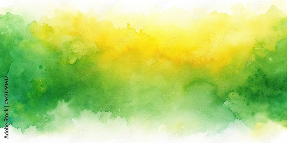 Fototapeta premium Abstract yellow green watercolor background, watercolor, abstract, yellow, green, paint, texture, vibrant, backdrop