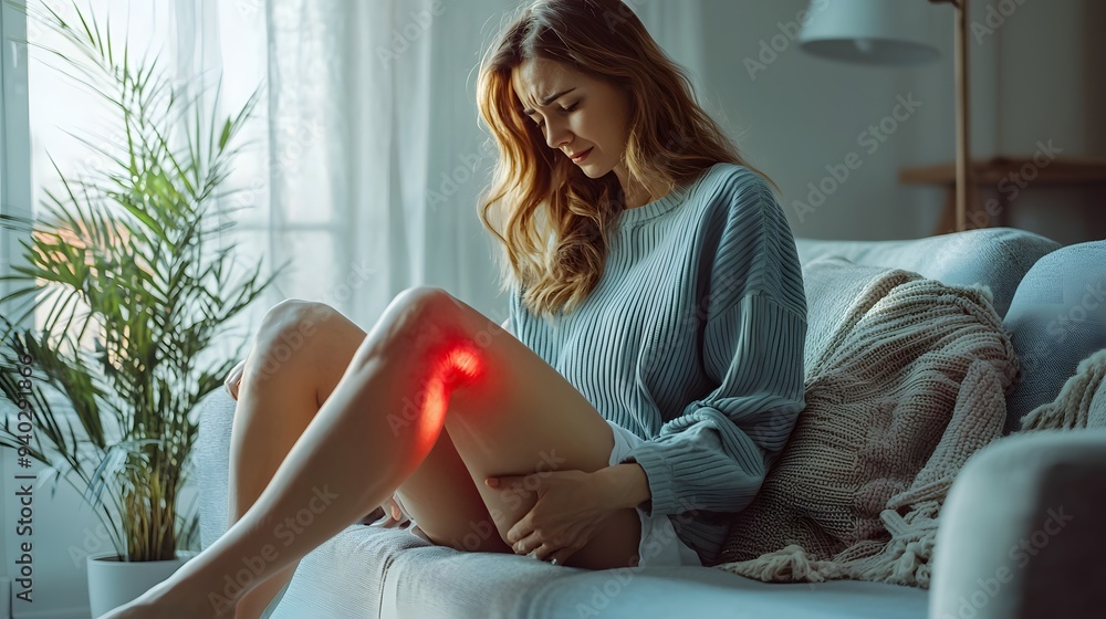 Woman Suffering from Knee Pain. Woman Suffering from Knee Pain.