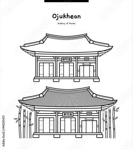 This illustration is Ojukheon, a Joseon Dynasty building in Gangneung, Korea. It was the home of Shin Saimdang and Yulgok Yi.
