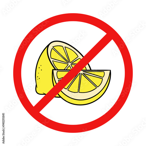 No Lemon Sign on White Background