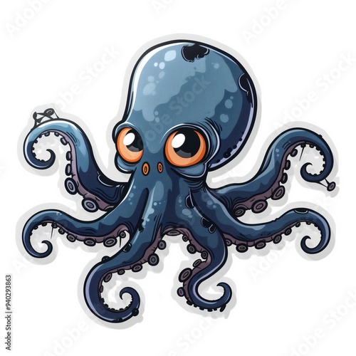 Cute and Creepy Halloween Octopus Sticker Design, October Art Icon Concept, Spooky Animal and Sea Creature Illustration Artwork, Release the Kraken Tshirt Element