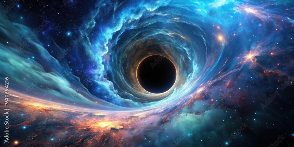 A mysterious and surreal of a wormhole in space , science fiction, time travel, futuristic, interstellar, galaxy A mysterious and surreal of a wormhole in space , science fiction, time travel, futuristic, interstellar, galaxy